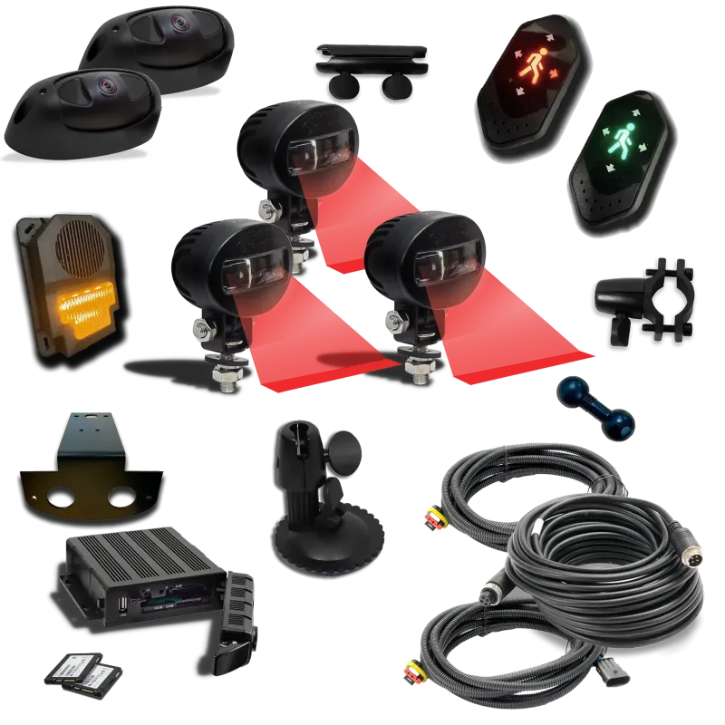 2-camera AI Human Form Recognition (HFR) Kit For Forklift Trucks with DVR