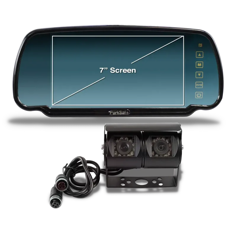 Twin Universal Camera & 7” Colour Mirror Monitor Kit – Black
