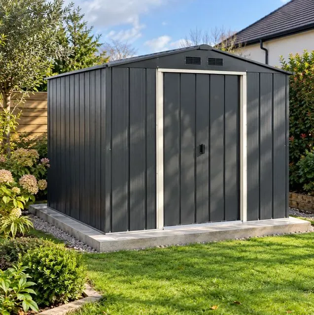8X8 Eco Steel Garden Shed Anthracite Grey