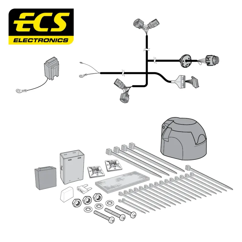 ECS 7 Pin Dedicated Wiring Kit – Toyota Hilux 10/2005 – incl 2016 FL – TO26007U
